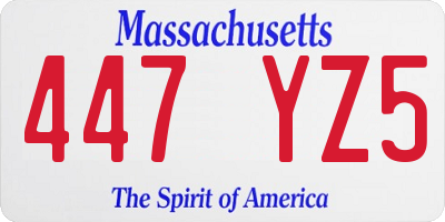MA license plate 447YZ5