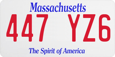 MA license plate 447YZ6