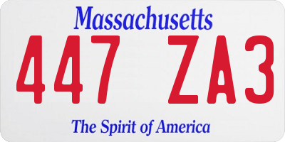 MA license plate 447ZA3