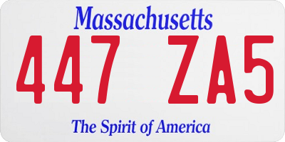 MA license plate 447ZA5