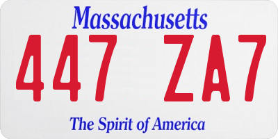 MA license plate 447ZA7