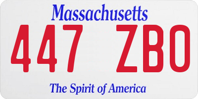 MA license plate 447ZB0