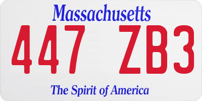 MA license plate 447ZB3