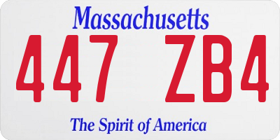 MA license plate 447ZB4