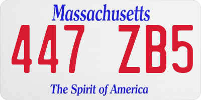 MA license plate 447ZB5