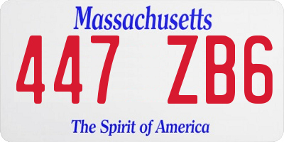 MA license plate 447ZB6