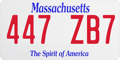 MA license plate 447ZB7