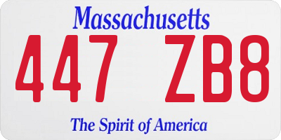 MA license plate 447ZB8
