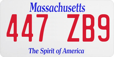 MA license plate 447ZB9