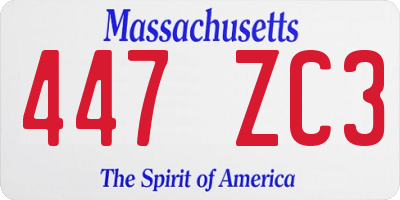 MA license plate 447ZC3