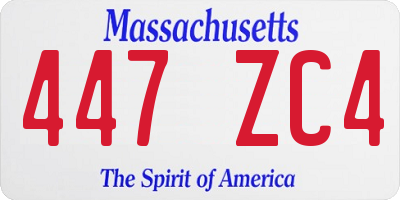 MA license plate 447ZC4
