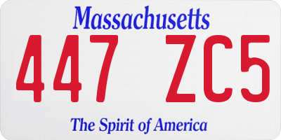MA license plate 447ZC5