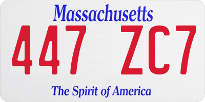 MA license plate 447ZC7