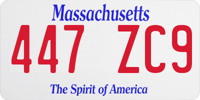 MA license plate 447ZC9