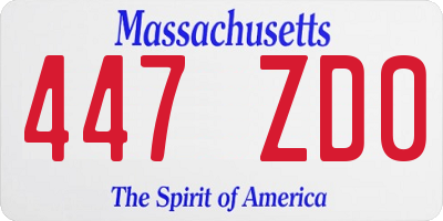 MA license plate 447ZD0