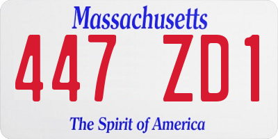 MA license plate 447ZD1