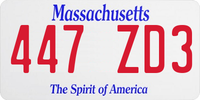 MA license plate 447ZD3