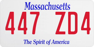 MA license plate 447ZD4