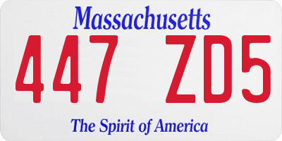 MA license plate 447ZD5