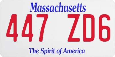 MA license plate 447ZD6