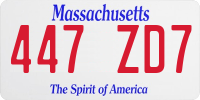 MA license plate 447ZD7