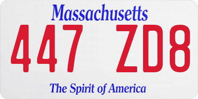 MA license plate 447ZD8
