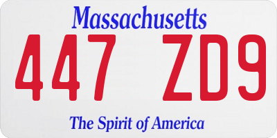 MA license plate 447ZD9