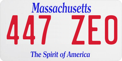 MA license plate 447ZE0