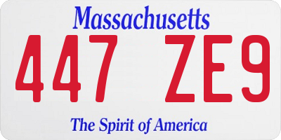 MA license plate 447ZE9
