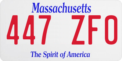 MA license plate 447ZF0
