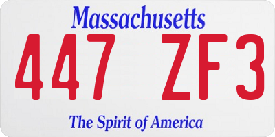 MA license plate 447ZF3