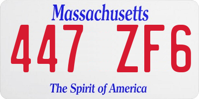 MA license plate 447ZF6