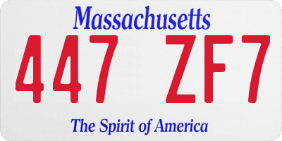 MA license plate 447ZF7