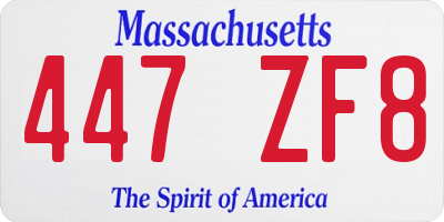 MA license plate 447ZF8