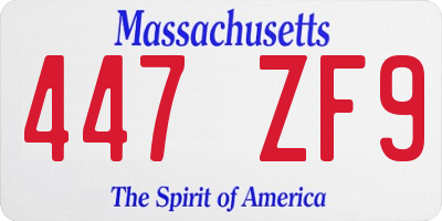 MA license plate 447ZF9