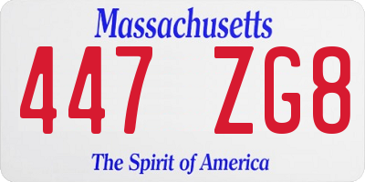 MA license plate 447ZG8