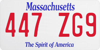 MA license plate 447ZG9