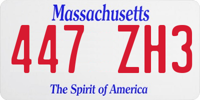 MA license plate 447ZH3