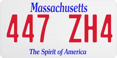 MA license plate 447ZH4