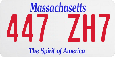 MA license plate 447ZH7