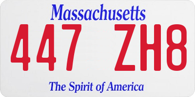 MA license plate 447ZH8