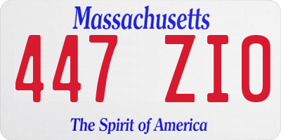 MA license plate 447ZI0