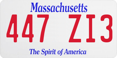 MA license plate 447ZI3