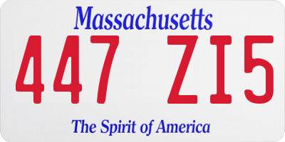 MA license plate 447ZI5