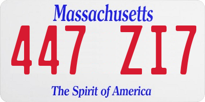 MA license plate 447ZI7