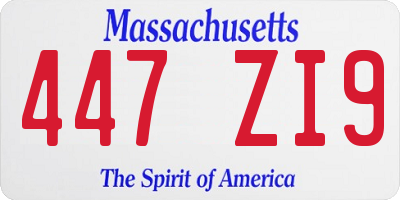 MA license plate 447ZI9