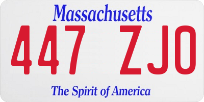 MA license plate 447ZJ0
