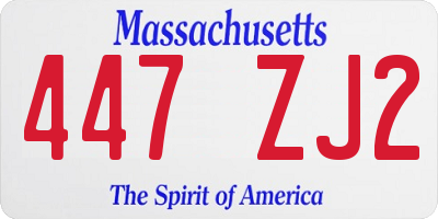 MA license plate 447ZJ2