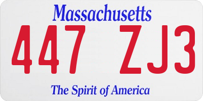 MA license plate 447ZJ3