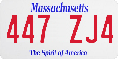 MA license plate 447ZJ4
